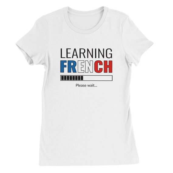 “Learning French” White Premium Womens Crewneck T-shirt