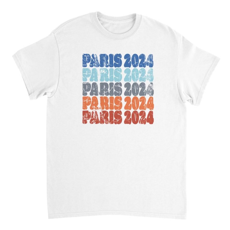 Paris 2024 Grunge Effect White T-Shirt