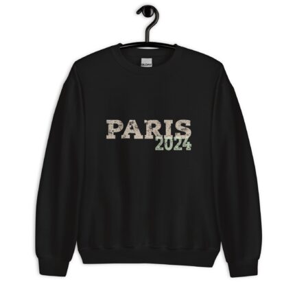 Paris 2024 Unisex Grunged Block Text Sweatshirt