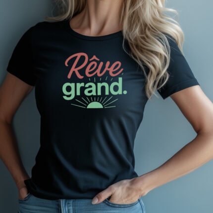 Softstyle T-Shirt – “Rêve, grand.” Casual Wear, Gift for Dreamers, Motivational Tee, Spring Fashion