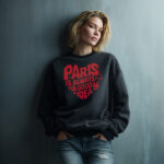 Women’s Comfort Colors Sweatshirt – “Paris is Always a Good Idea” in Heart Shape – Eiffel Tower, Arc de Triomphe, Notre Dame & Paris Café Design – Paris Lovers French Sweatshirt – White or Dark Gray – Cozy Short Sleeve Women’s Paris Shirt – Francophile Gift for Her – Romantic Paris Travel Outfit – Cute Paris Crewneck for Women – Parisian Style Sweater – Paris Trip Souvenir – Paris Themed Women’s Clothing – Stylish Paris Fashion Sweatshirt - Image 7