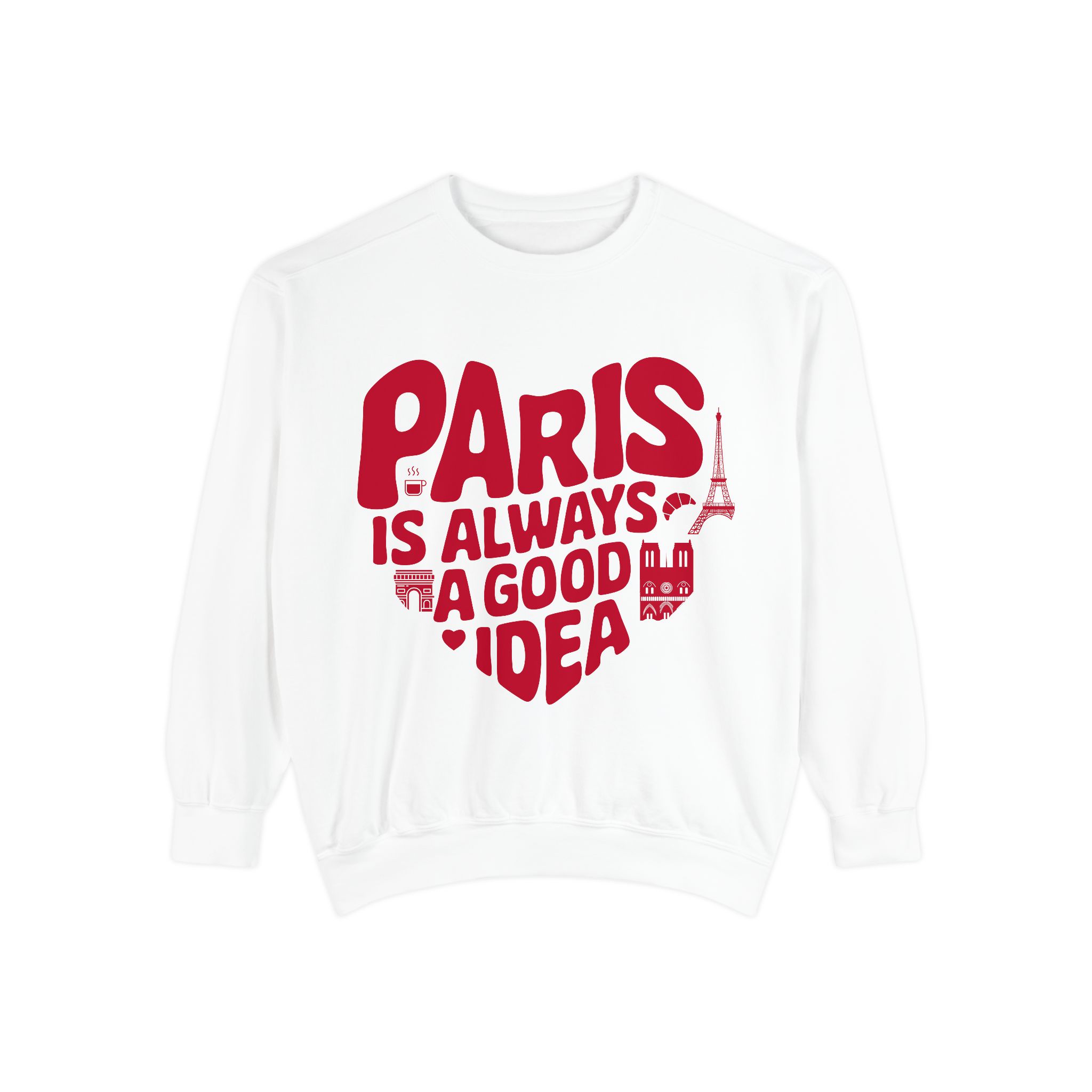 11539337114931457443_2048.jpeg Women’s Comfort Colors Sweatshirt – “Paris is Always a Good Idea” in Heart Shape – Eiffel Tower, Arc de Triomphe, Notre Dame & Paris Café Design – Paris Lovers French Sweatshirt – White or Dark Gray – Cozy Short Sleeve Women’s Paris Shirt – Francophile Gift for Her – Romantic Paris Travel Outfit – Cute Paris Crewneck for Women – Parisian Style Sweater – Paris Trip Souvenir – Paris Themed Women’s Clothing – Stylish Paris Fashion Sweatshirt - Image 2