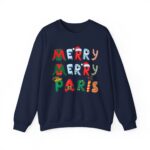 Merry Merry Paris Christmas Sweatshirt | Paris Lover Gift | French Shirt | Holiday Paris Souvenir | Gift for Her | Black or Dark Blue - Image 6