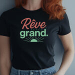 Softstyle T-Shirt - "Rêve, grand." Casual Wear, Gift for Dreamers, Motivational Tee, Spring Fashion - Image 2