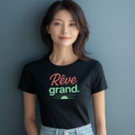 Softstyle T-Shirt - "Rêve, grand." Casual Wear, Gift for Dreamers, Motivational Tee, Spring Fashion - Image 8