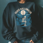 Halloween Skeleton Sweatshirt, Cozy Fall Pullover, Unisex Crewneck, Spooky Season Apparel, Paris Halloween Fashion - Image 7