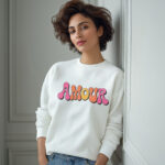 Amour Paris Sweatshirt – Romantic French Gift for Her in White - Image 2