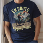 En Route Vers Paris vintage cycling t shirt, French gift