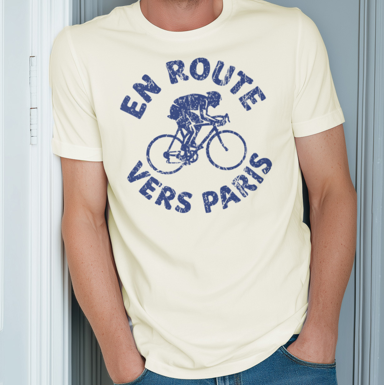 20260720170000-1f1845c7-187e-62be-8a49-a6e27dd47789.jpg Paris cycling shirt distressed Tour de France gift French, gift for him, fathers day - Image 1
